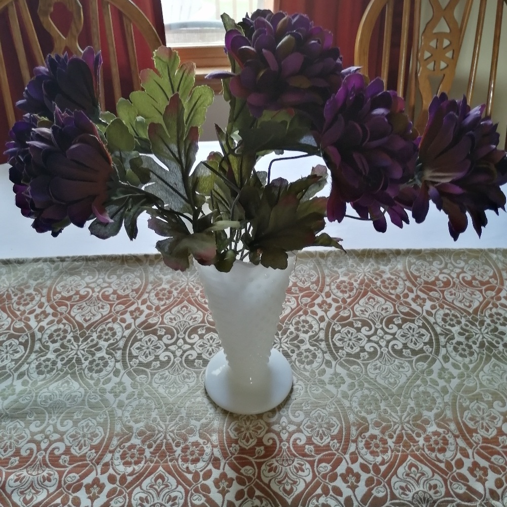 Vintage Milk Glass Hobnail Vase